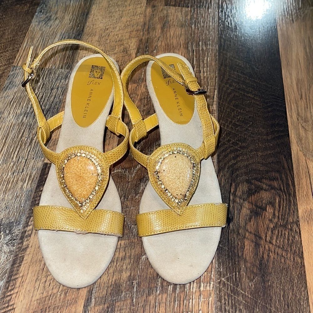 Anne Klein iFlex Akolina Slingback Leather Heels Dressy‎ Sandals Size 6.5